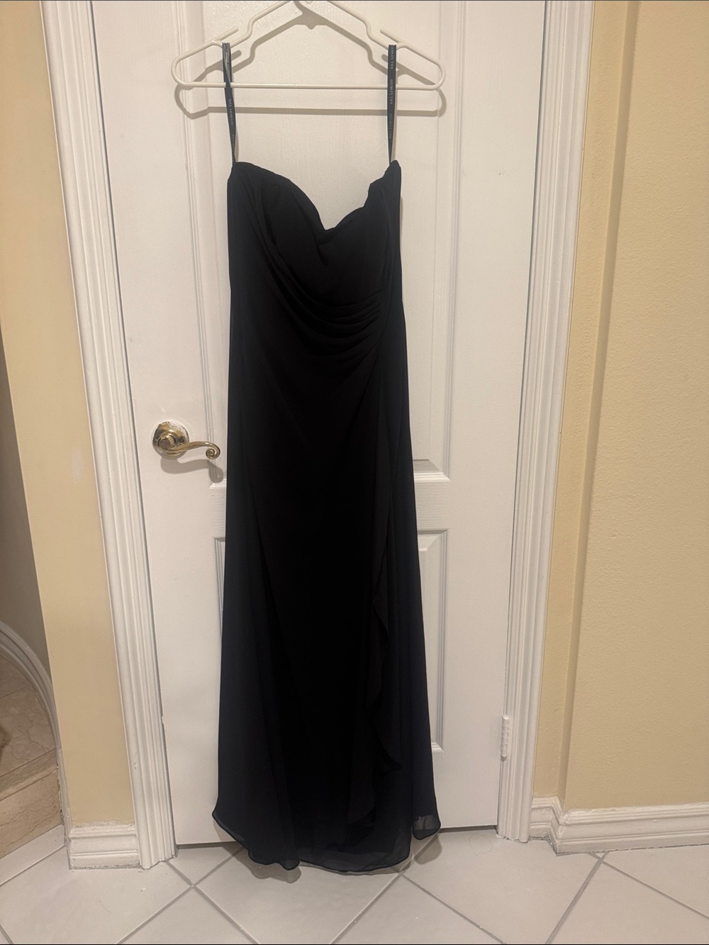 Bill Levkoff Black Spaghetti-Strap Maxi Gown